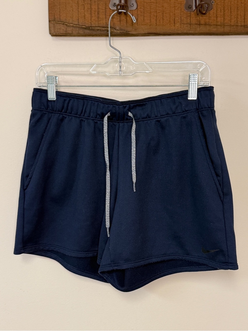 Nike: Women's Navy Leisure Short with Fold Over Waistband, Size M